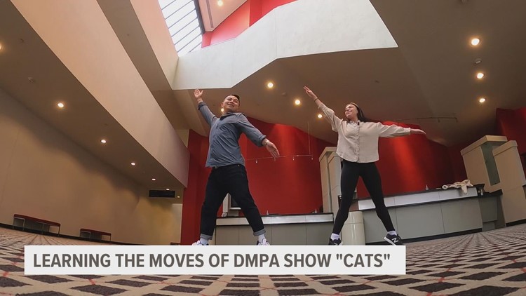 Local 5's Chenue Her learns  some 'Cats' choreography from Des Moines Performing Arts