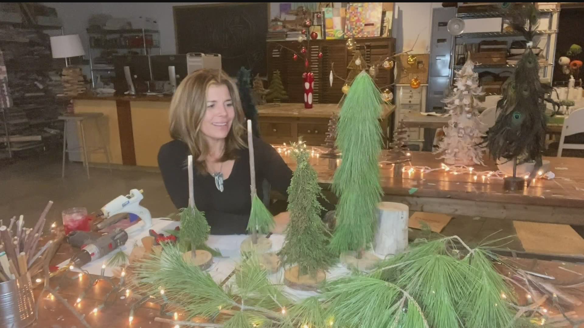 Michele creates festive trees with natural materials this morning on 'Iowa Live'