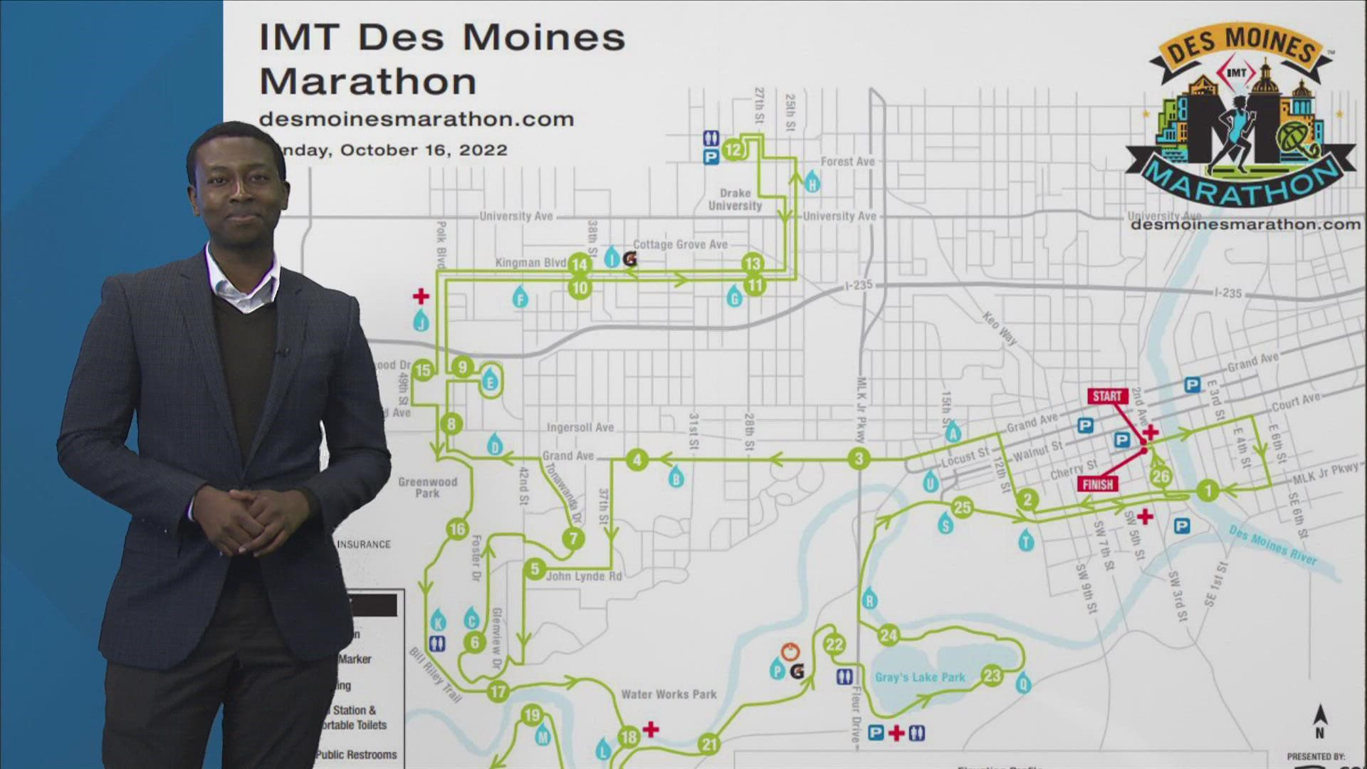 This Sunday, the IMT Des Moines Marathon and other races kick off in the heart of the city. Here are course maps, parking guides and road closures to be aware of.
