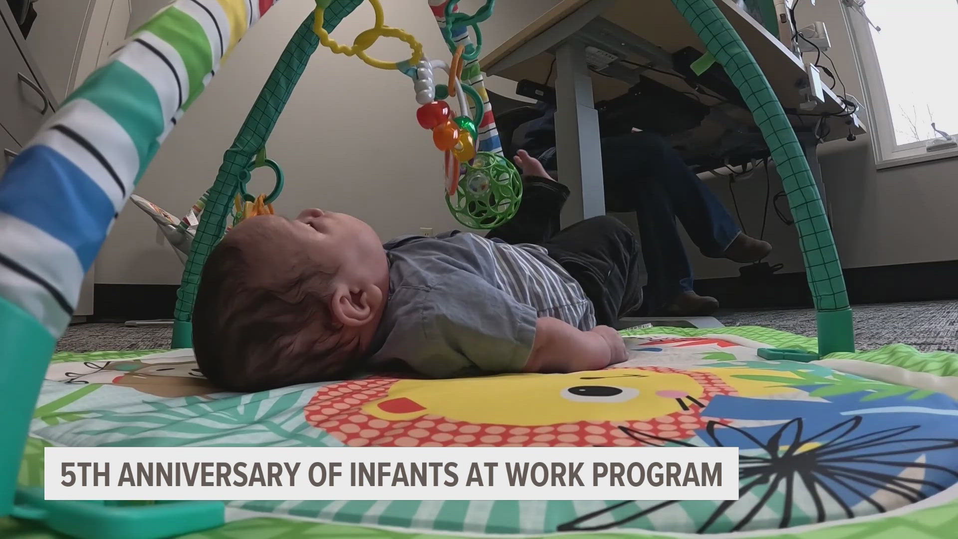 Employees have the option to bring their baby with them to the office up until they are six months old.