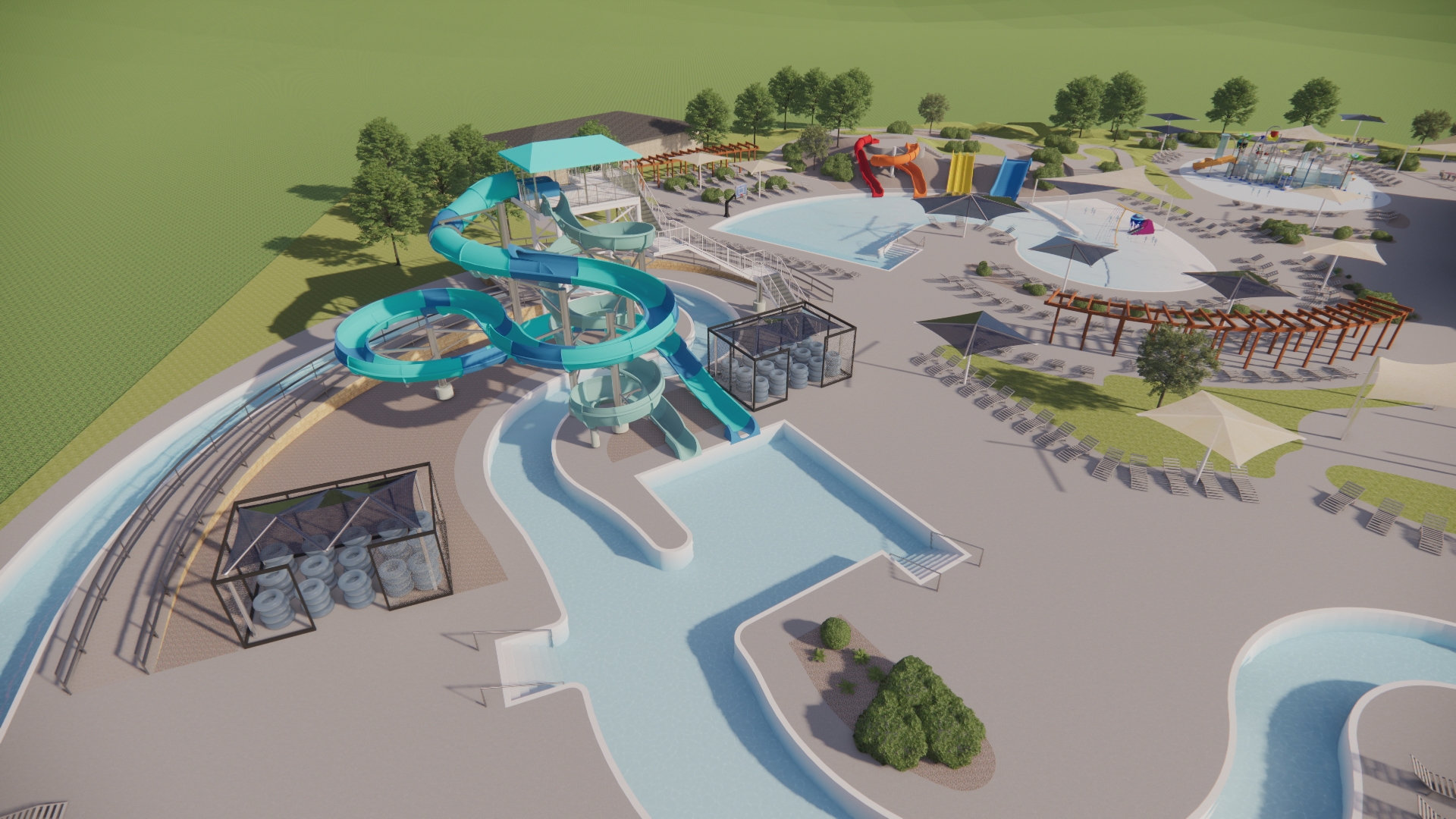 It would include a lazy river, lap pool, slides and a splash pad.