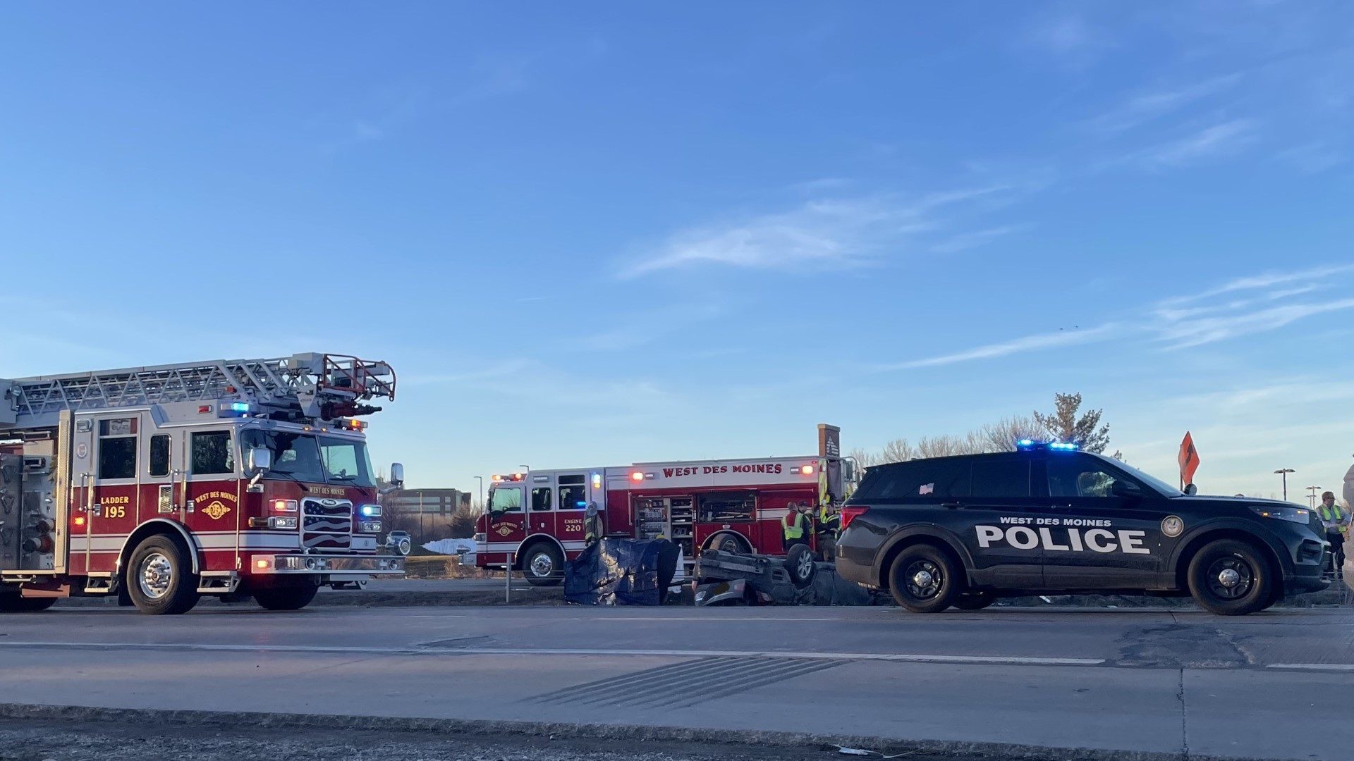 Traffic has been reduced to one lane in both directions near the I-235/35/80 West Mix Master in West Des Moines.