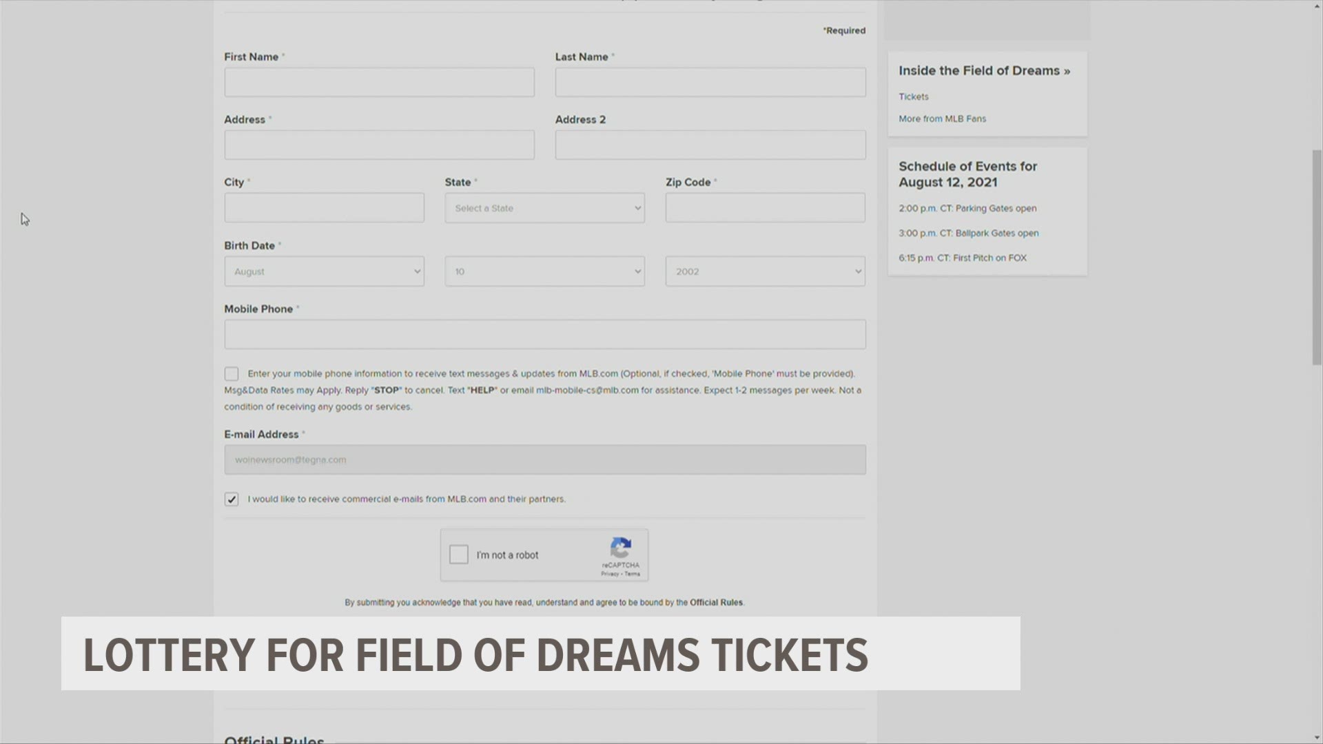 Registration is now open for the opportunity for Iowans to register to buy tickets to the Aug. 12 matchup between the Chicago White Sox and New York Yankees.