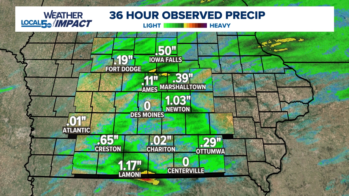 How much rain did we get? Rainfall totals for Iowa past 36 hours ...