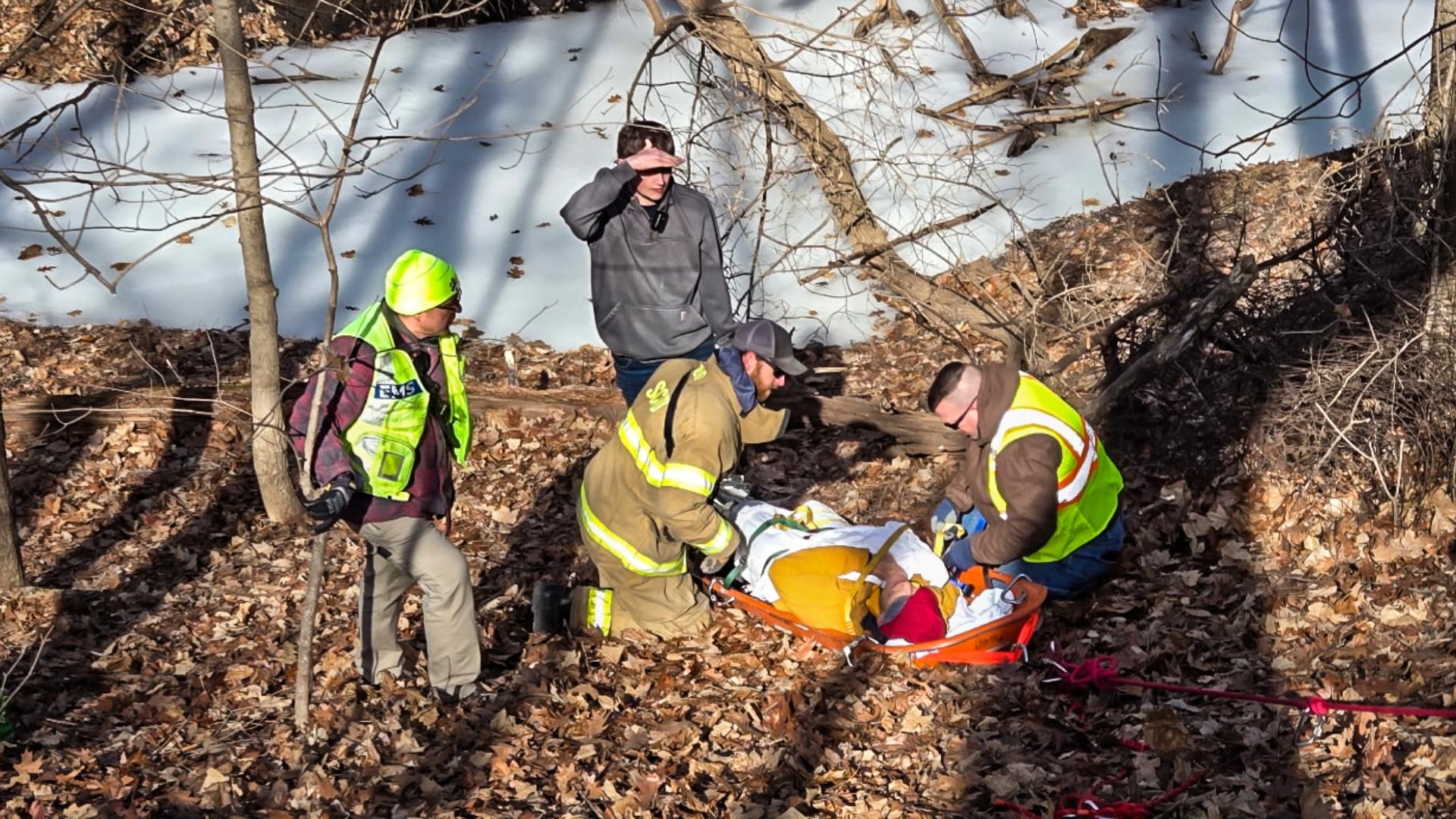 First responders rescue elderly man who fell down ravine in Story ...