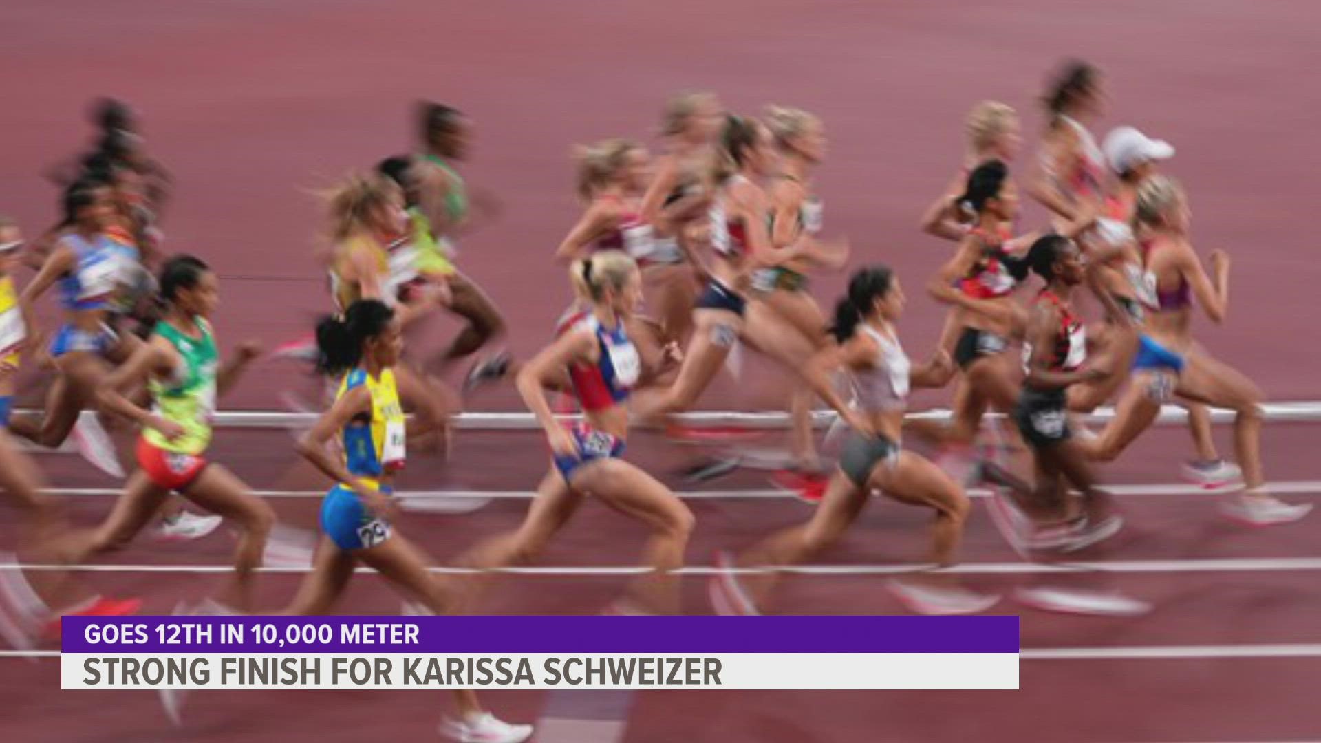 Karissa Schweizer was the second American finisher Saturday with a time of 31:19.96.