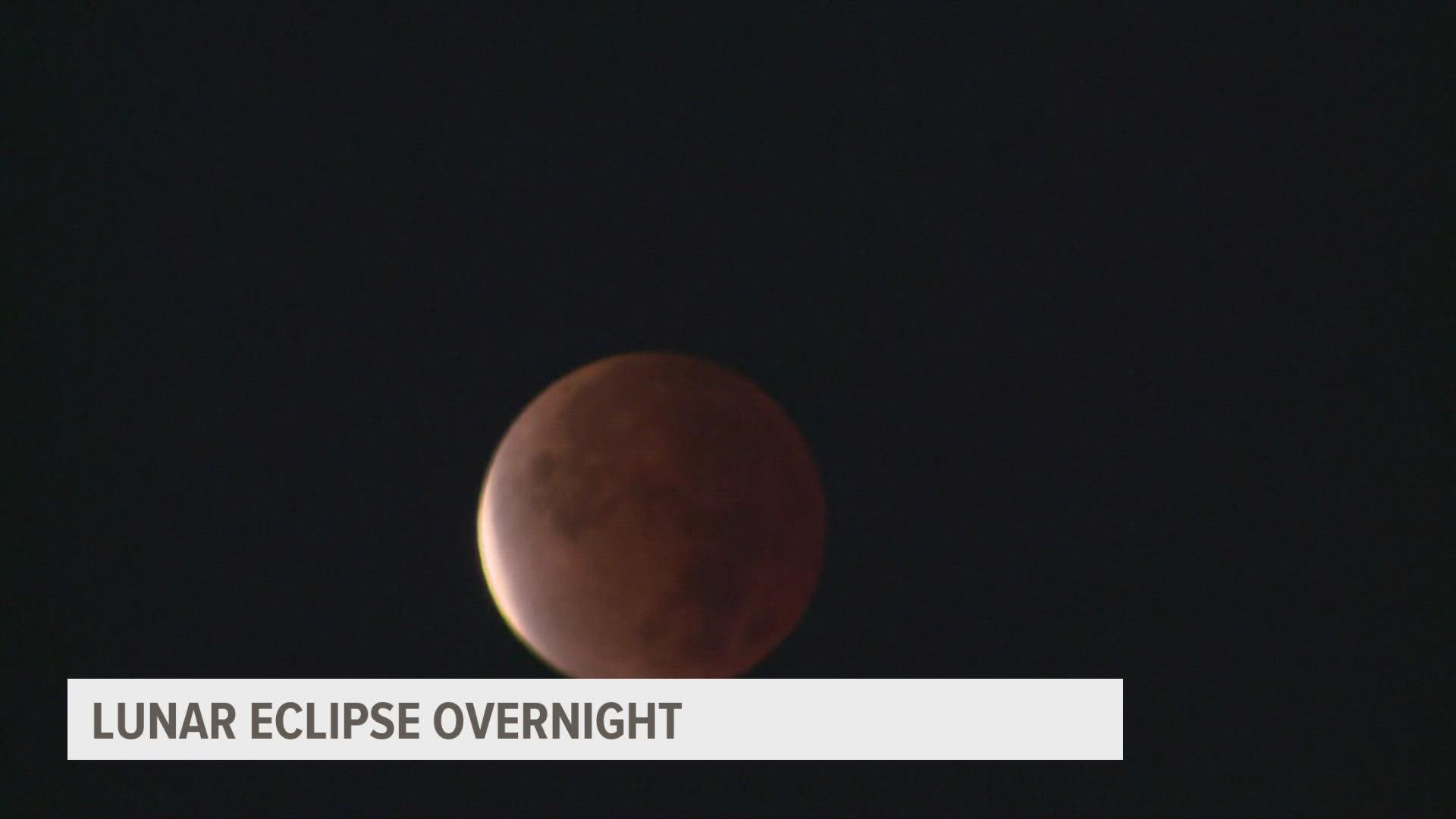 Here's what the partial lunar eclipse looked like over Iowa.