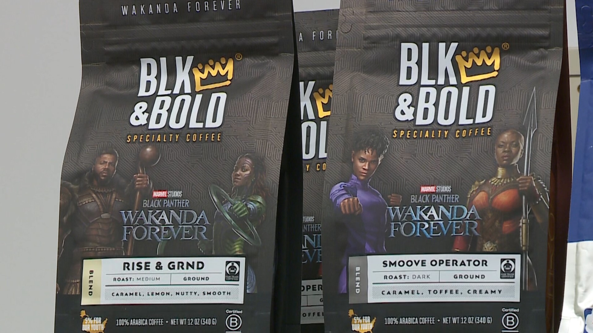The roastery is now selling two of its signature blends, "Smoove Operator" and "Rise & GRND!", in limited-edition "Wakanda Forever" packaging.