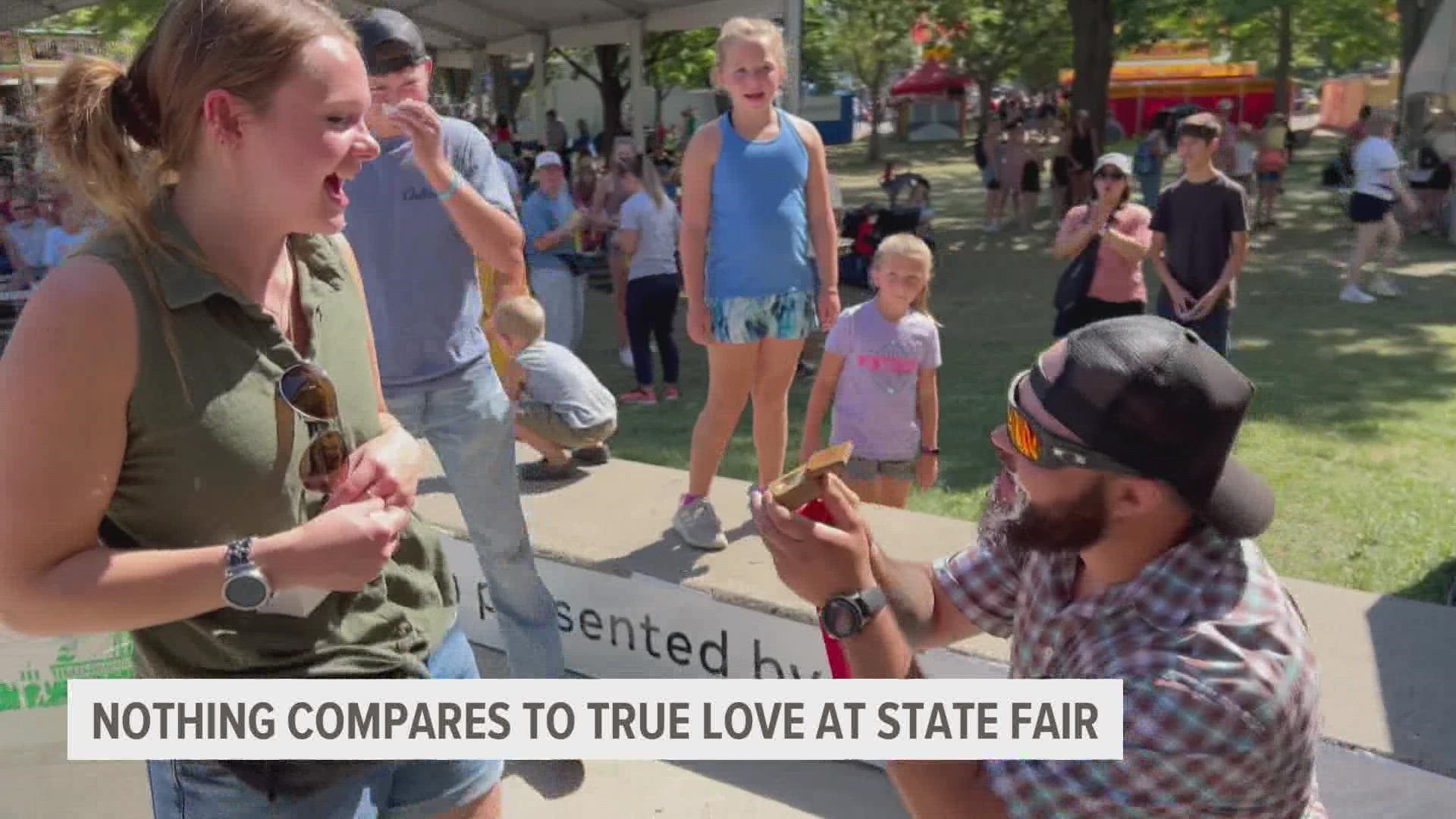 After winning second place at the pie competition, one fairgoer decide to celebrate with a diamond ring.