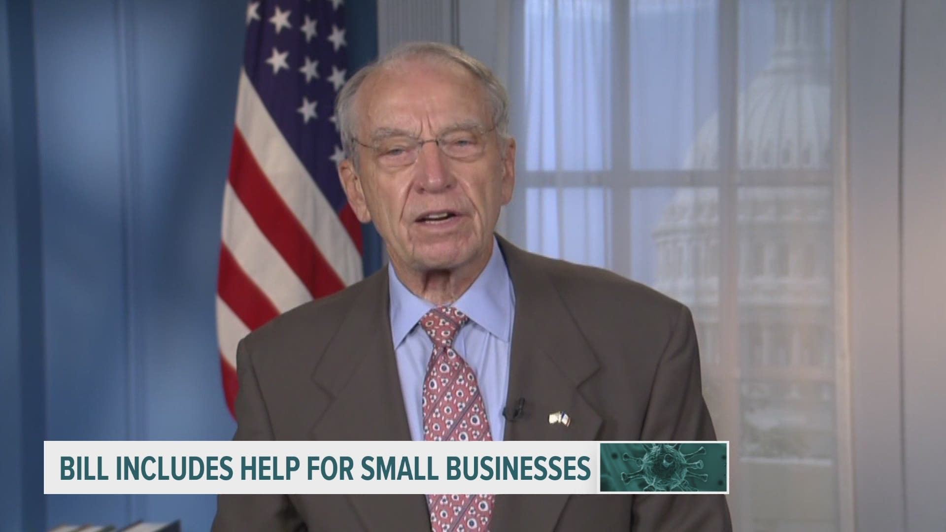 Sen. Grassley says the bill includes help for small businesses and for schools who are spending extra money on sanitation measures.