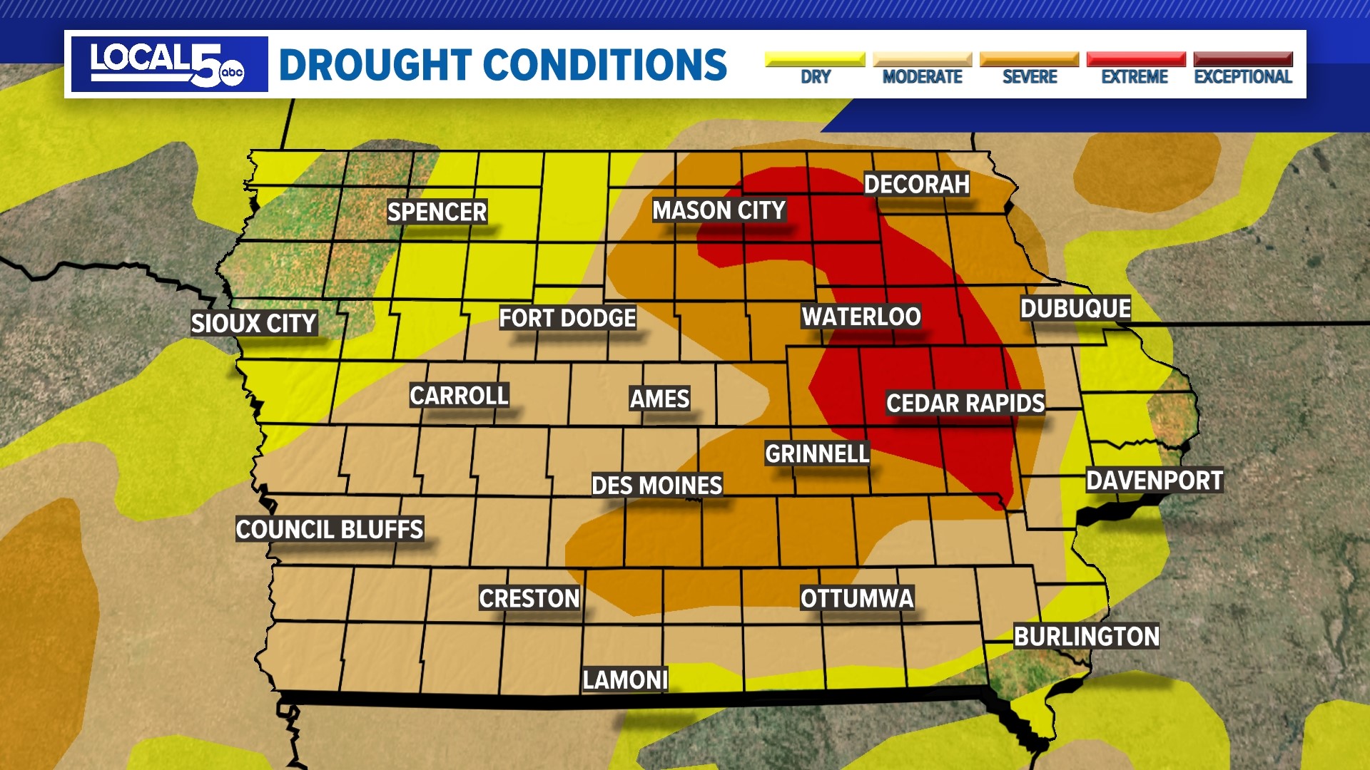 Extreme drought in Iowa: Recent rain reducing drought conditions ...