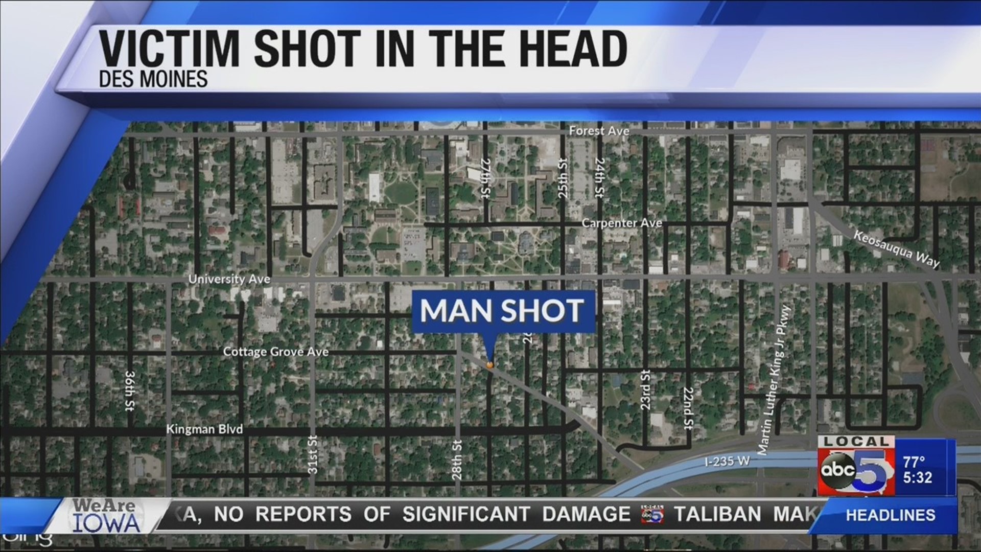 Des Moines man survives gunshot to the head