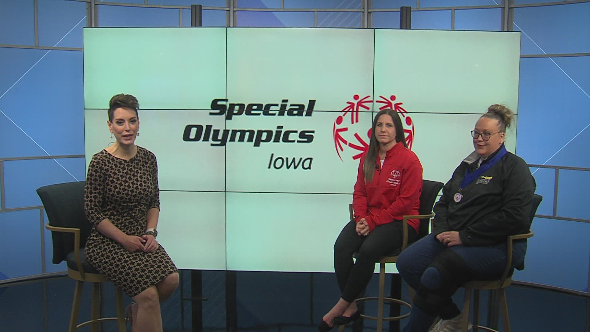 Mary-Kate Prunty and Megan Filipi of Special Olympics Iowa talk about the special Texas Roadhouse luncheon benefiting their organization on April 13.