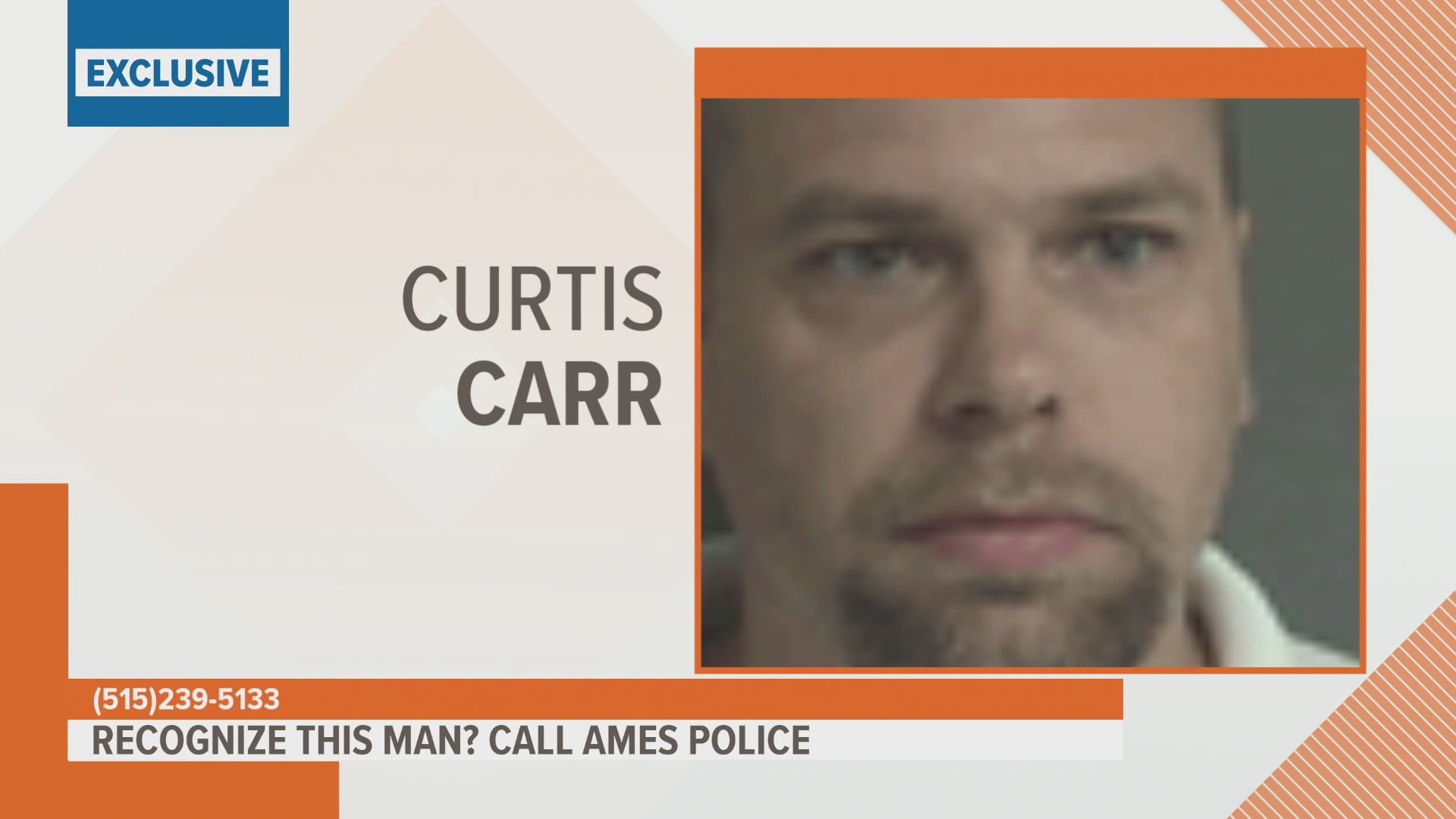 Curtis Carr, 47, is wanted by Ames police for a "string of burglaries" across Central Iowa.