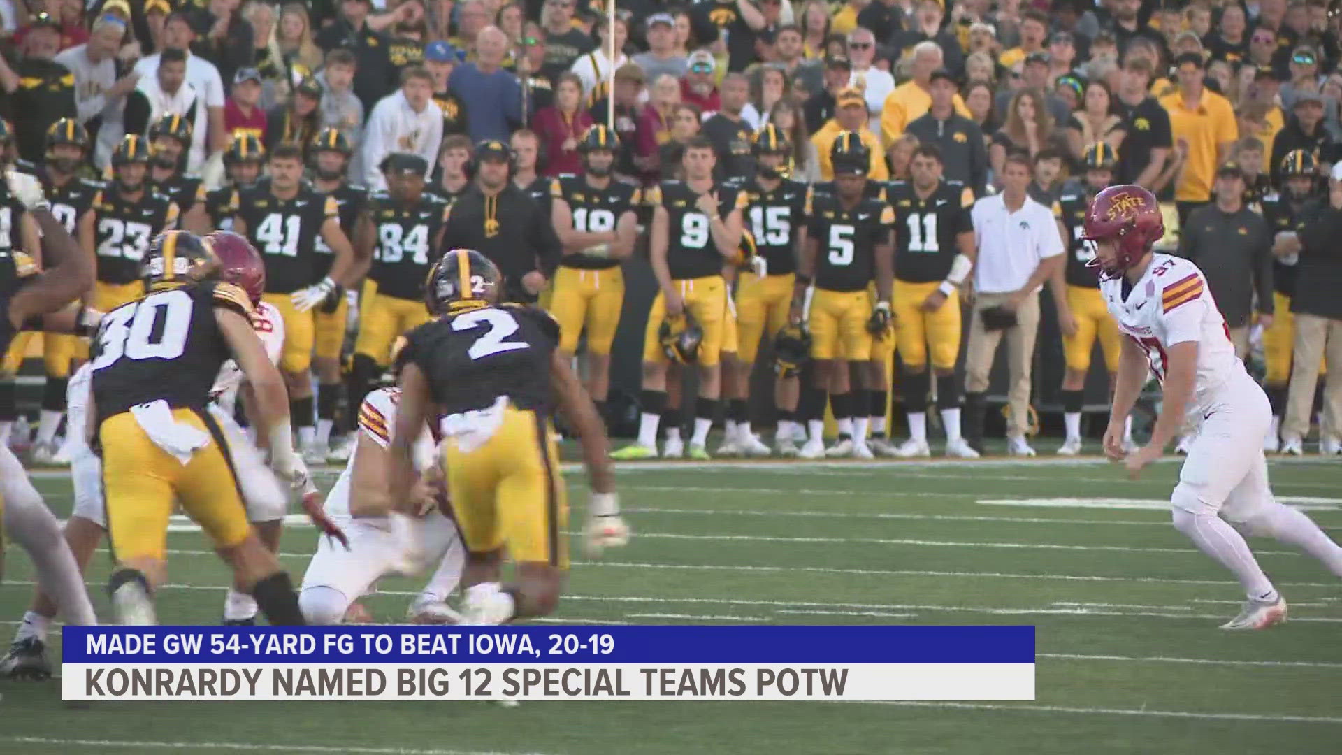 This earned title came after his game winning kick against the Hawkeyes.