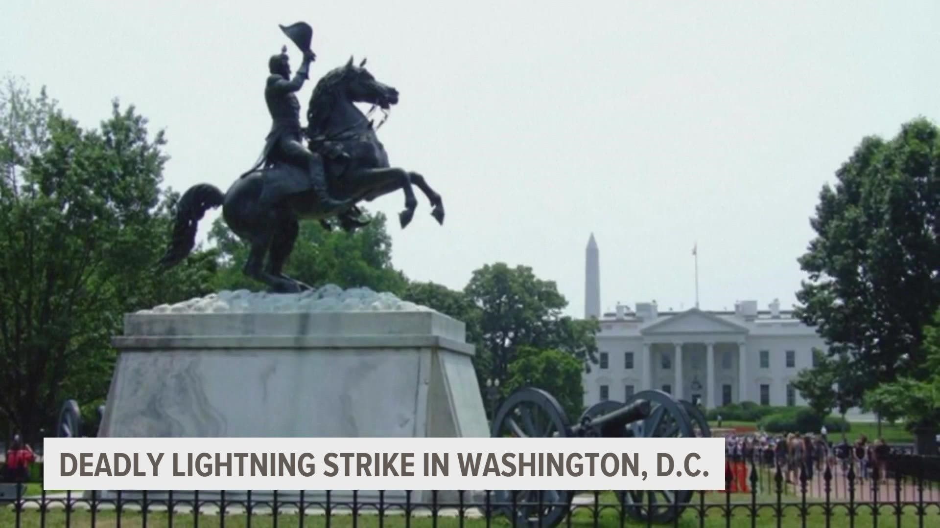The four people were at a park outside the White House when the lightning strike hit.