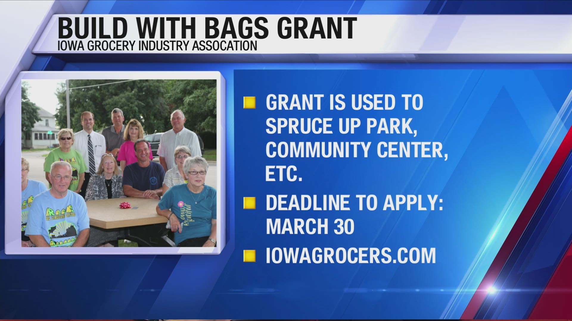 Apply for the grant by March 30