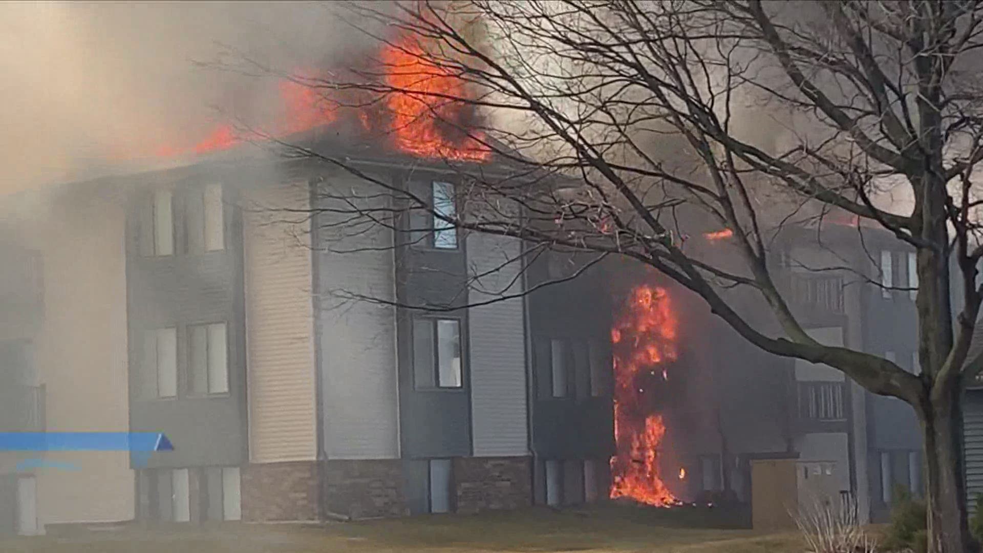 The fire broke out at Ashford Apartments in Urbandale Sunday.