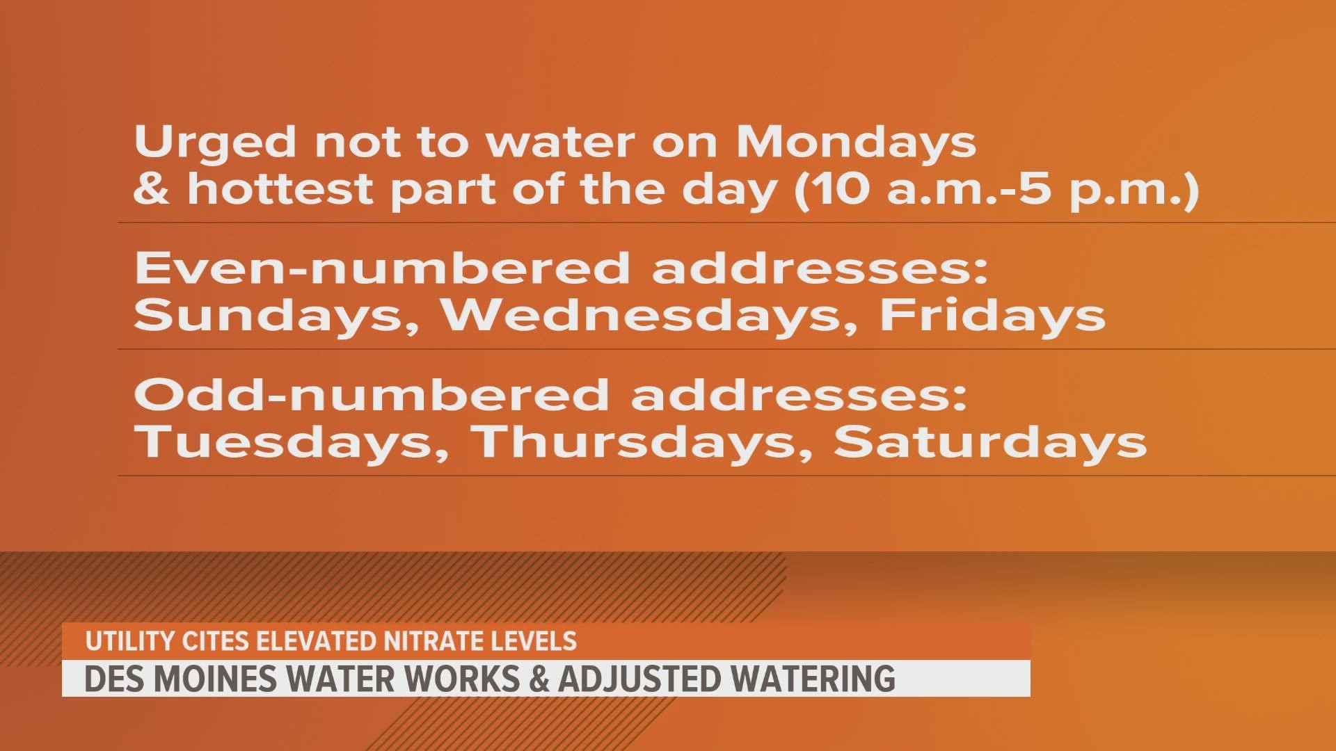 Des Moines Waterworks urged people not to water on Mondays or during the hottest part of the day.