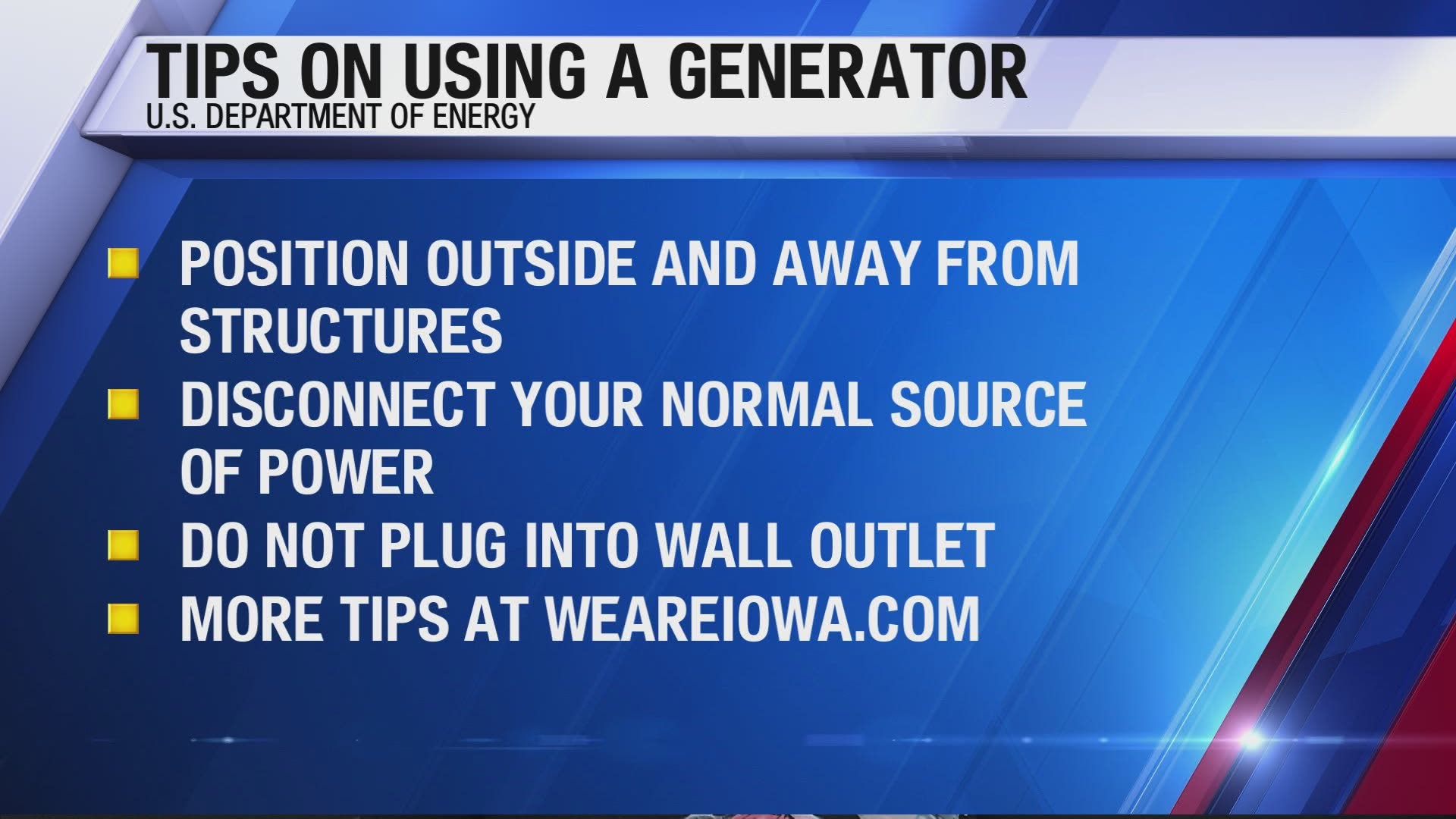 Local 5 has tips on how to keep your food safe and how to properly use your emergency generator.
