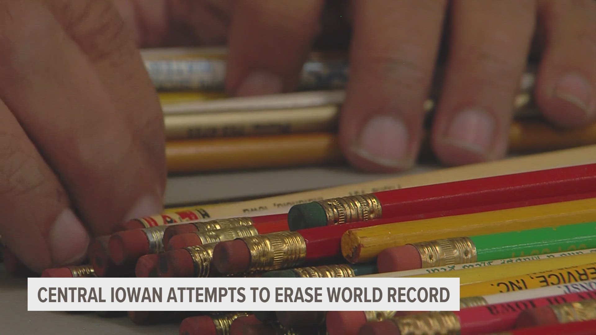 Aaron Bartholmey said he has enough to beat the current pencil collection record of about 24,000.