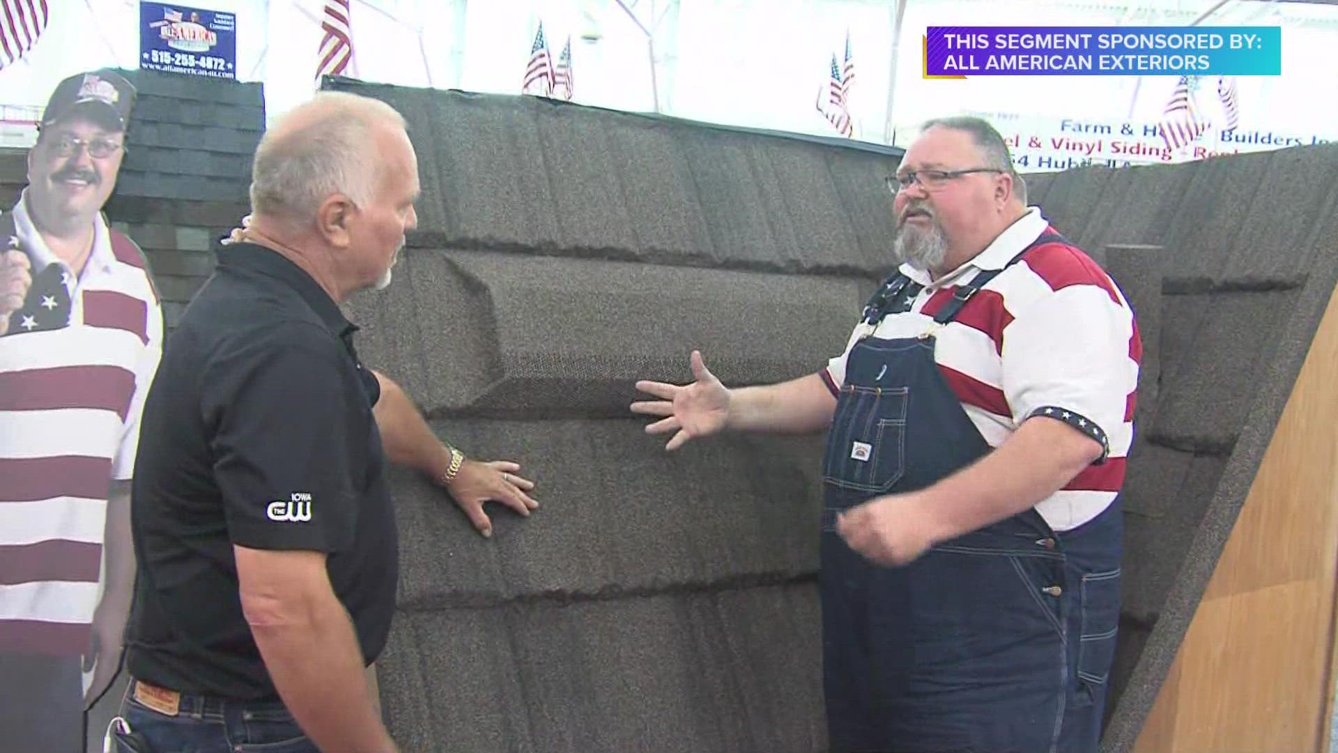 Rebel Snodgrass, Owner-All American Exteriors, explains the advantages of Steel Roofing at booth 346 of VI Building LIVE at the Iowa State Fair | Paid Content