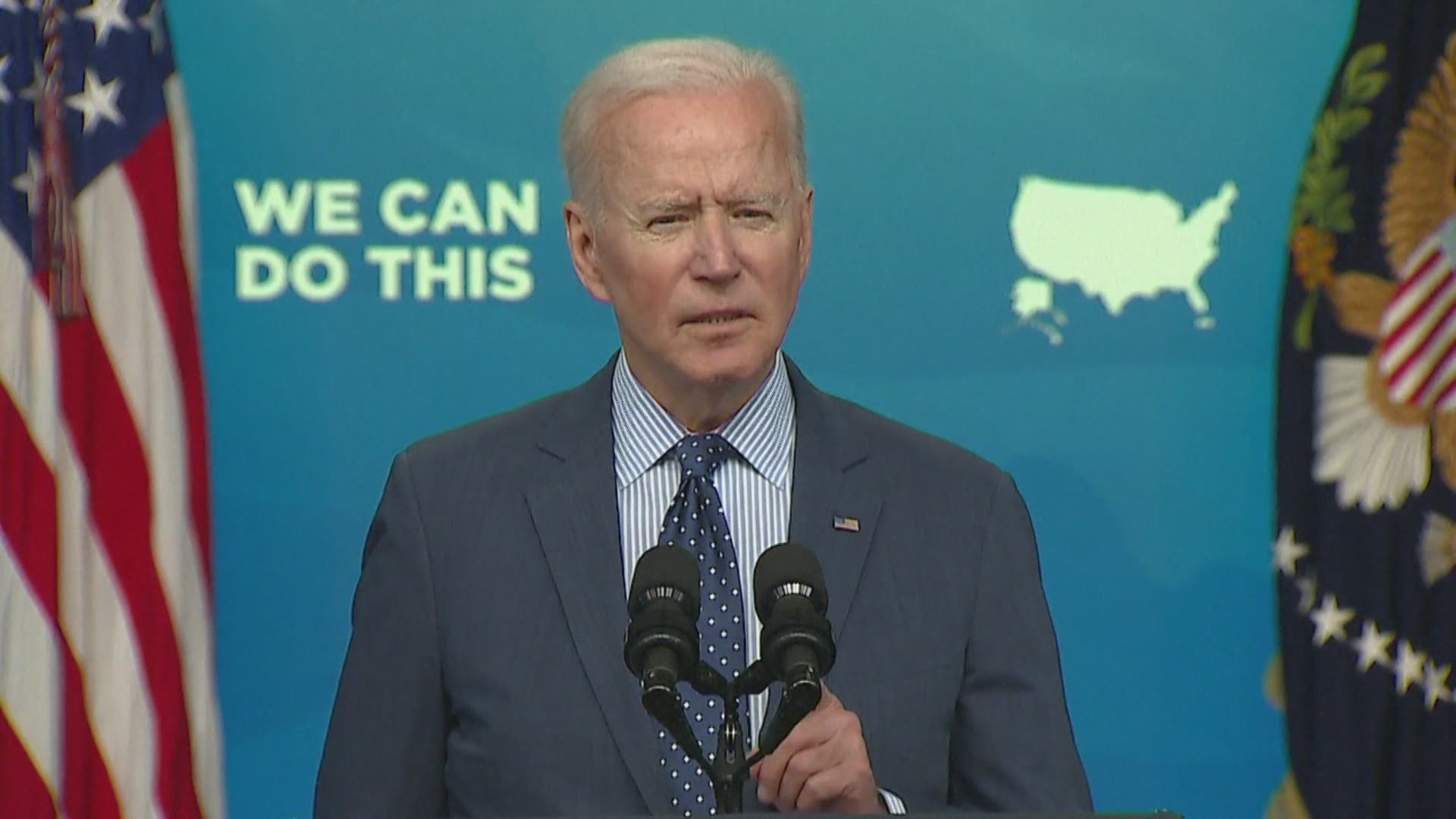 Biden updated the nation on his plans to get 70% of adults at least partially vaccinated by Independence Day.