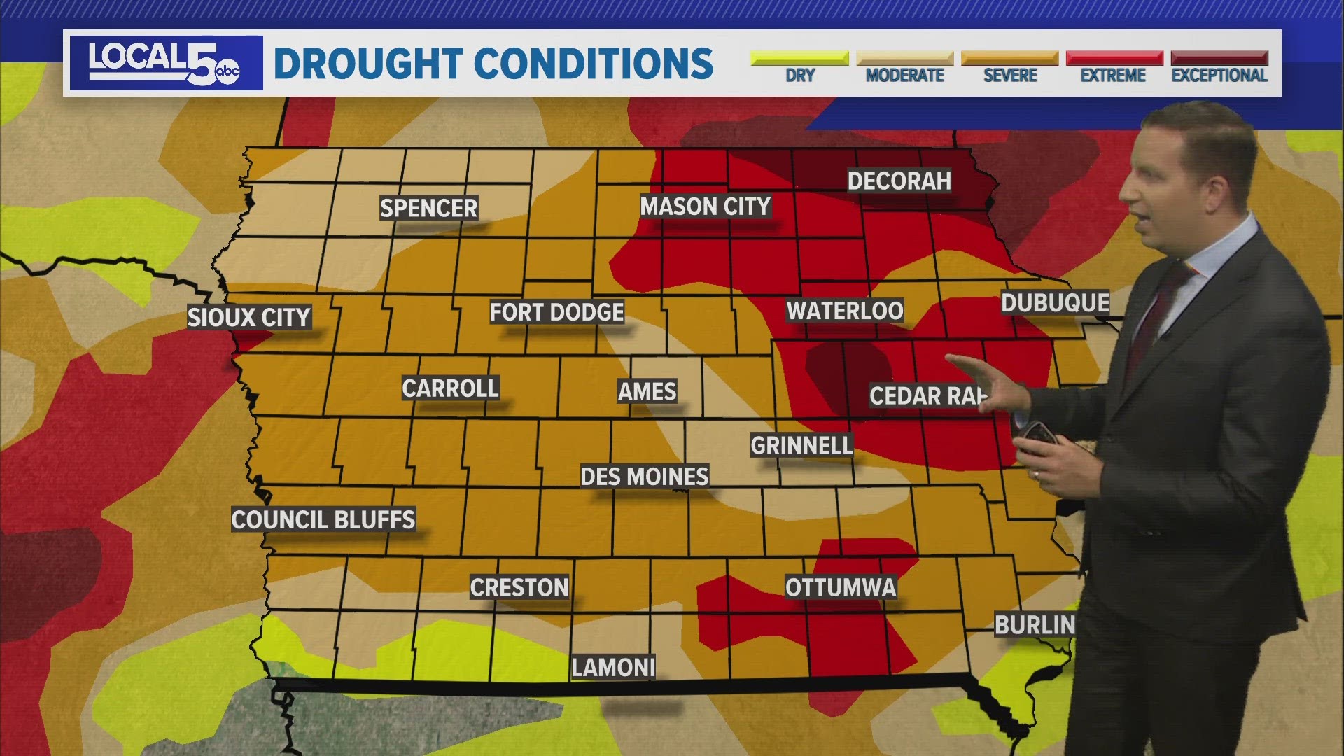 5% of Iowa is in 'exceptional' drought, the highest extent since the U.S. Drought Monitor began in 2000