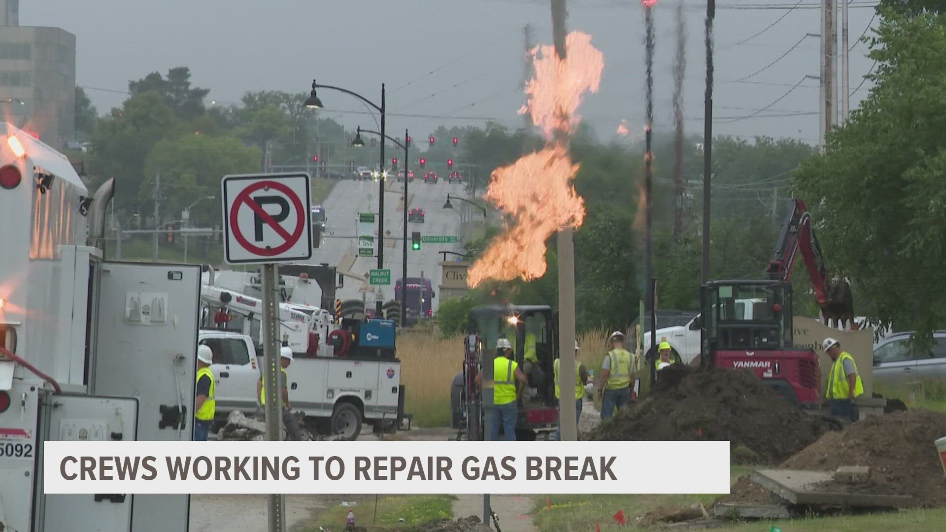 MidAmerican Energy crews will be on-site Thursday to excavate and repair the damaged pipe. Drivers are asked to be aware of workers in the area.