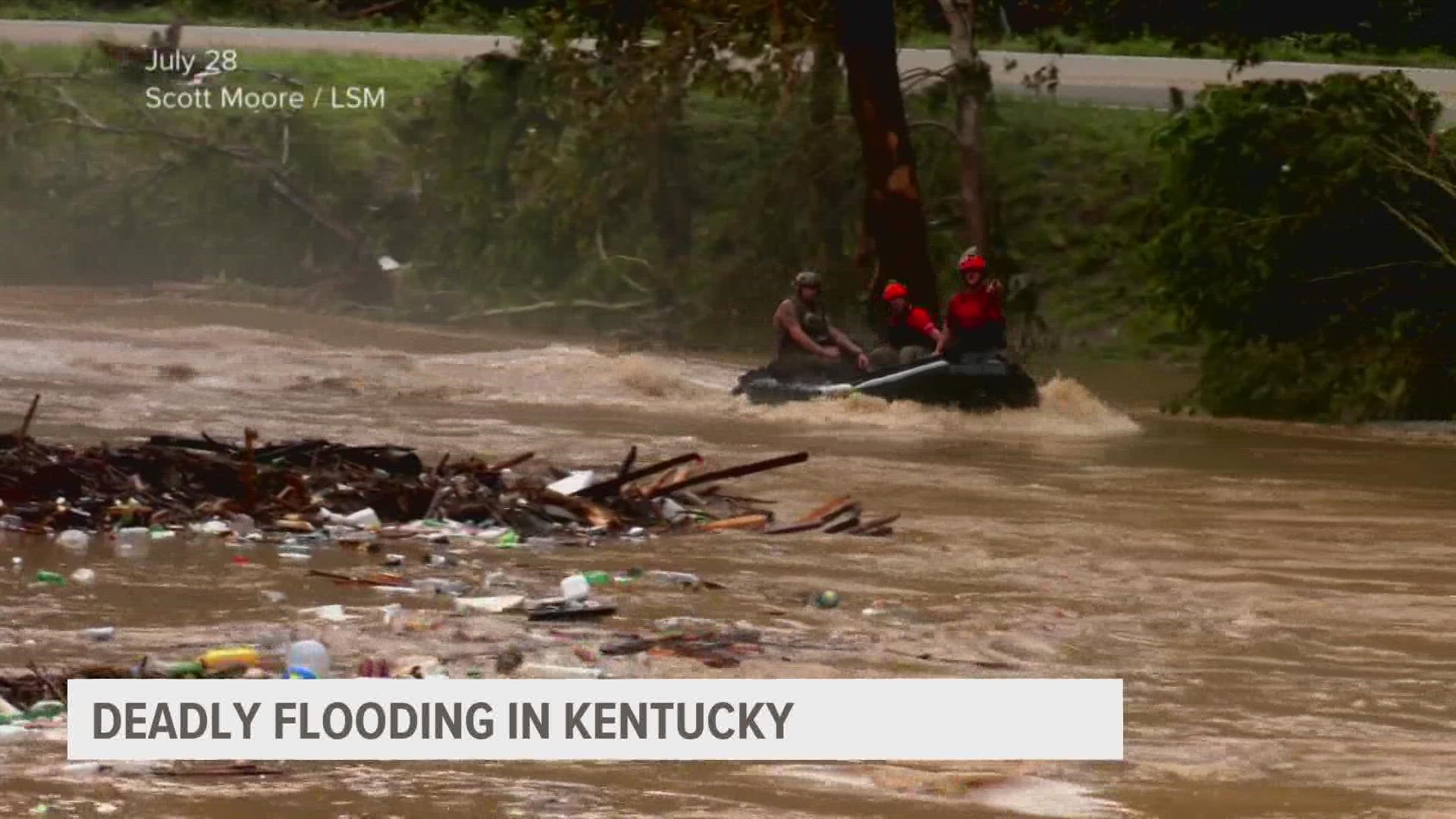 Gov. Andy Beshear, who flew over parts of the region on Friday, described it as "just total devastation, the likes of which we have never seen."