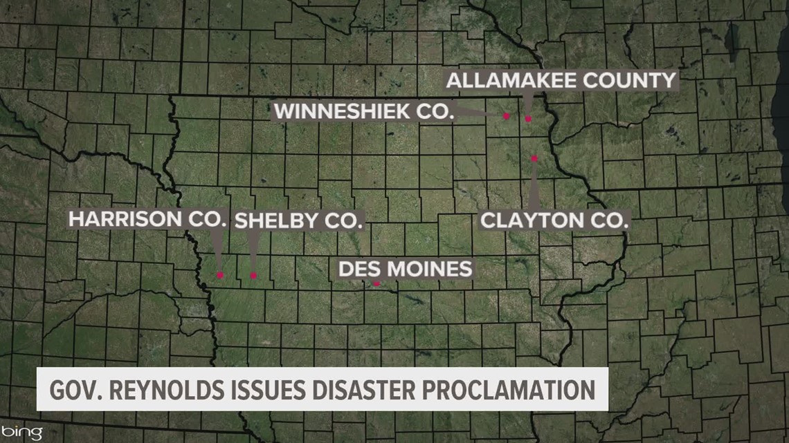 Gov. Kim Reynolds issues disaster proclamation for 5 counties