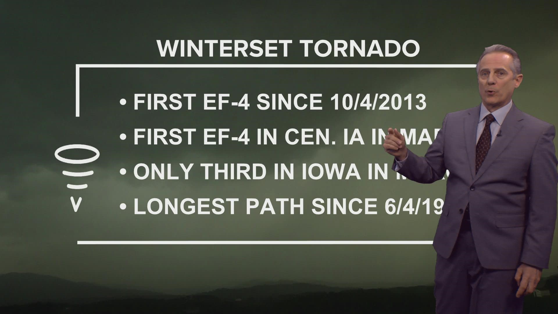 Iowa tornado map, path Winterset, Norwalk, Newton, Pleasant Hill