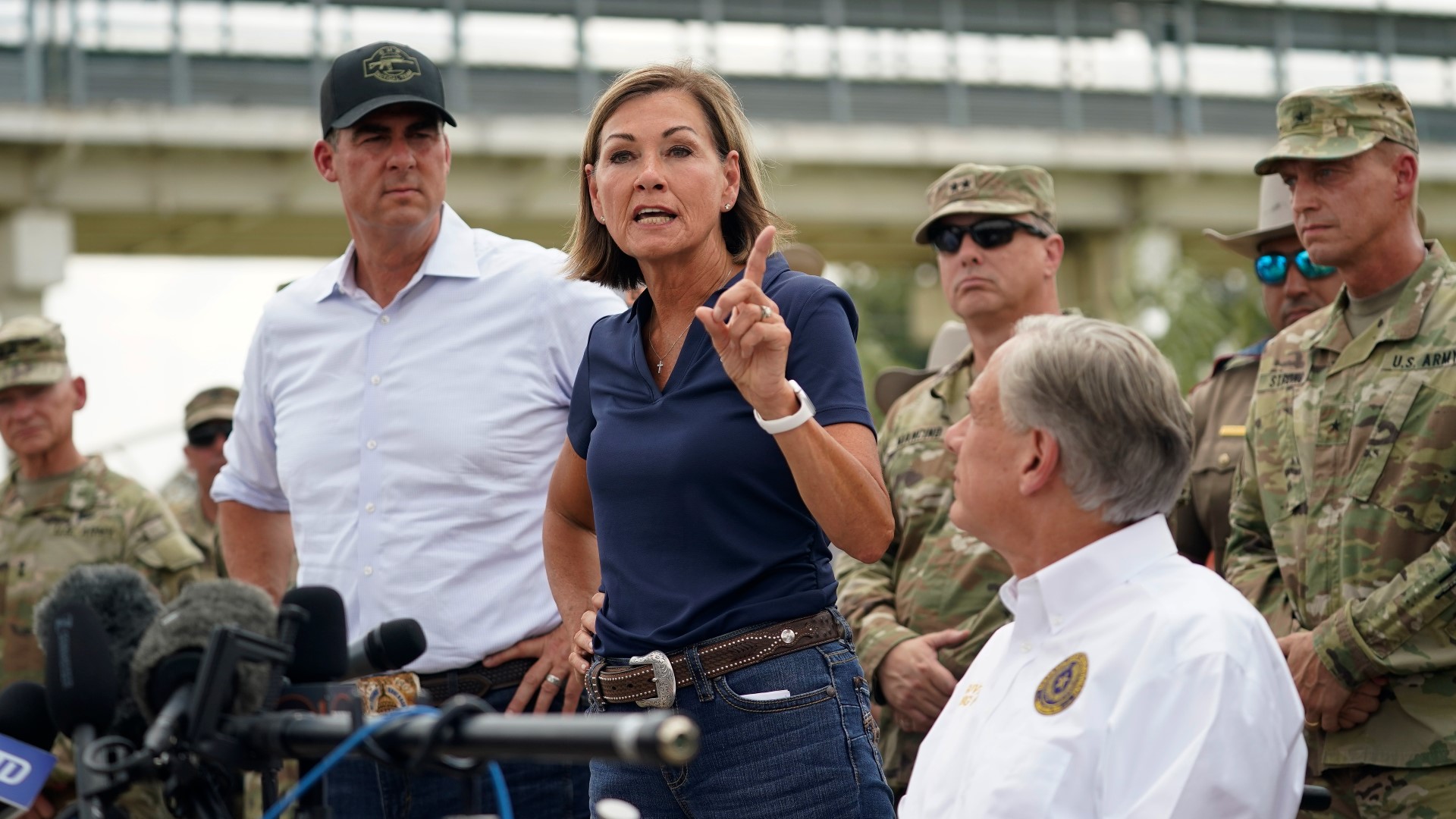 Iowa Gov. Kim Reynolds joined Gov. Greg Abbott and other Republican governors for a press conference on Operation Lone Star on Monday.