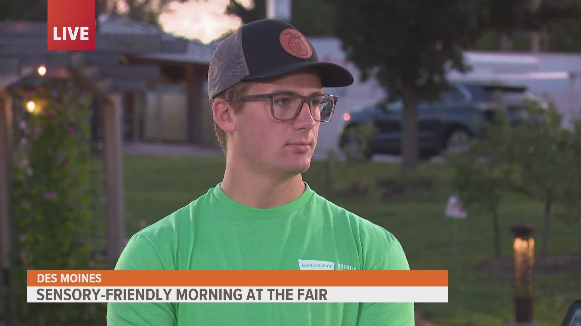 Brayden Parks, vice president of Bondurant FFA, discusses the importance of having a sensory-friendly morning at the fair.