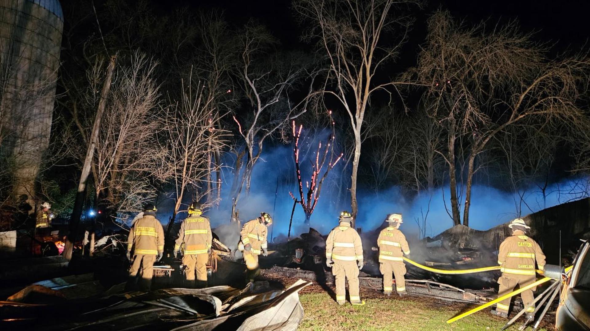 Stfd Fire Friday morning garage fire spreads across road into field in Stratford ...