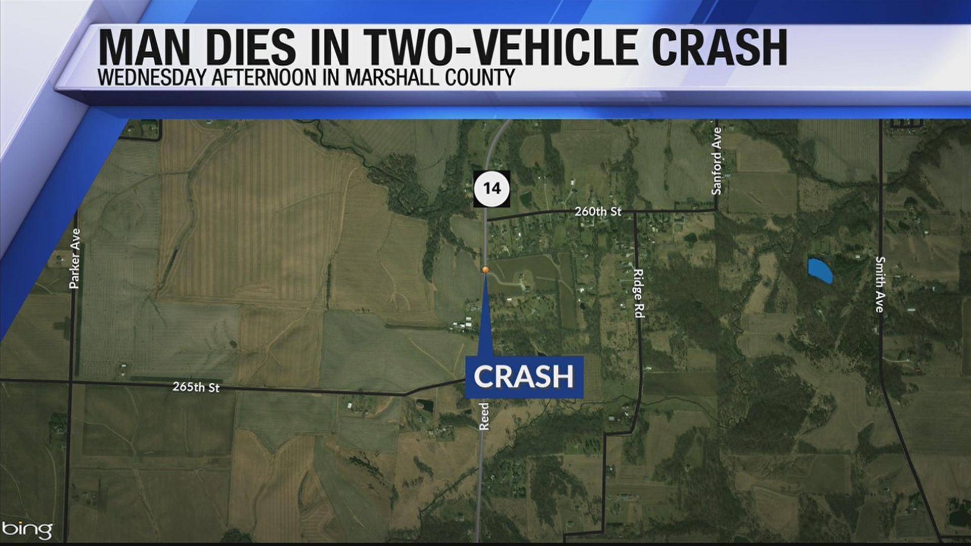Man dies in two-car crash Wednesday afternoon in Marshall County.
