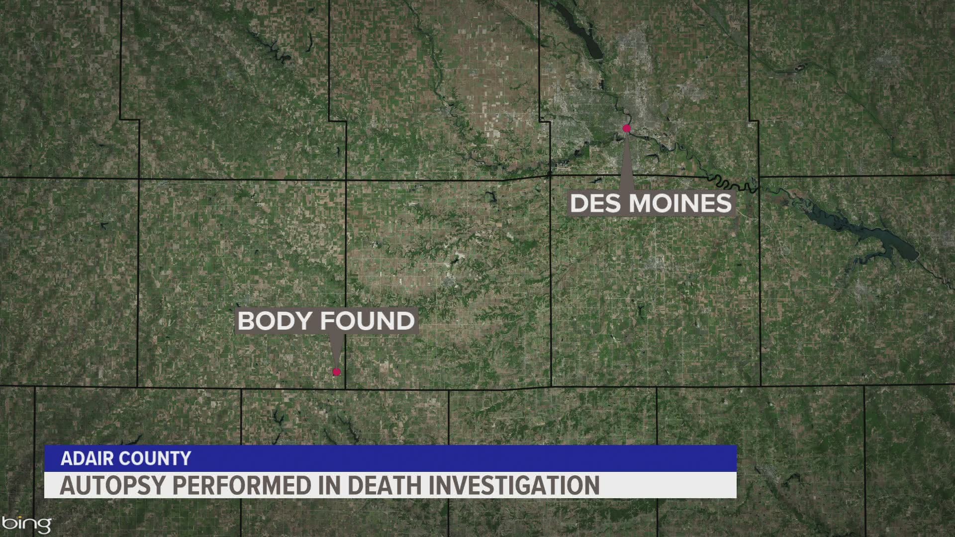The Iowa Department of Public Safety says an autopsy was conducted on the body found Thursday.