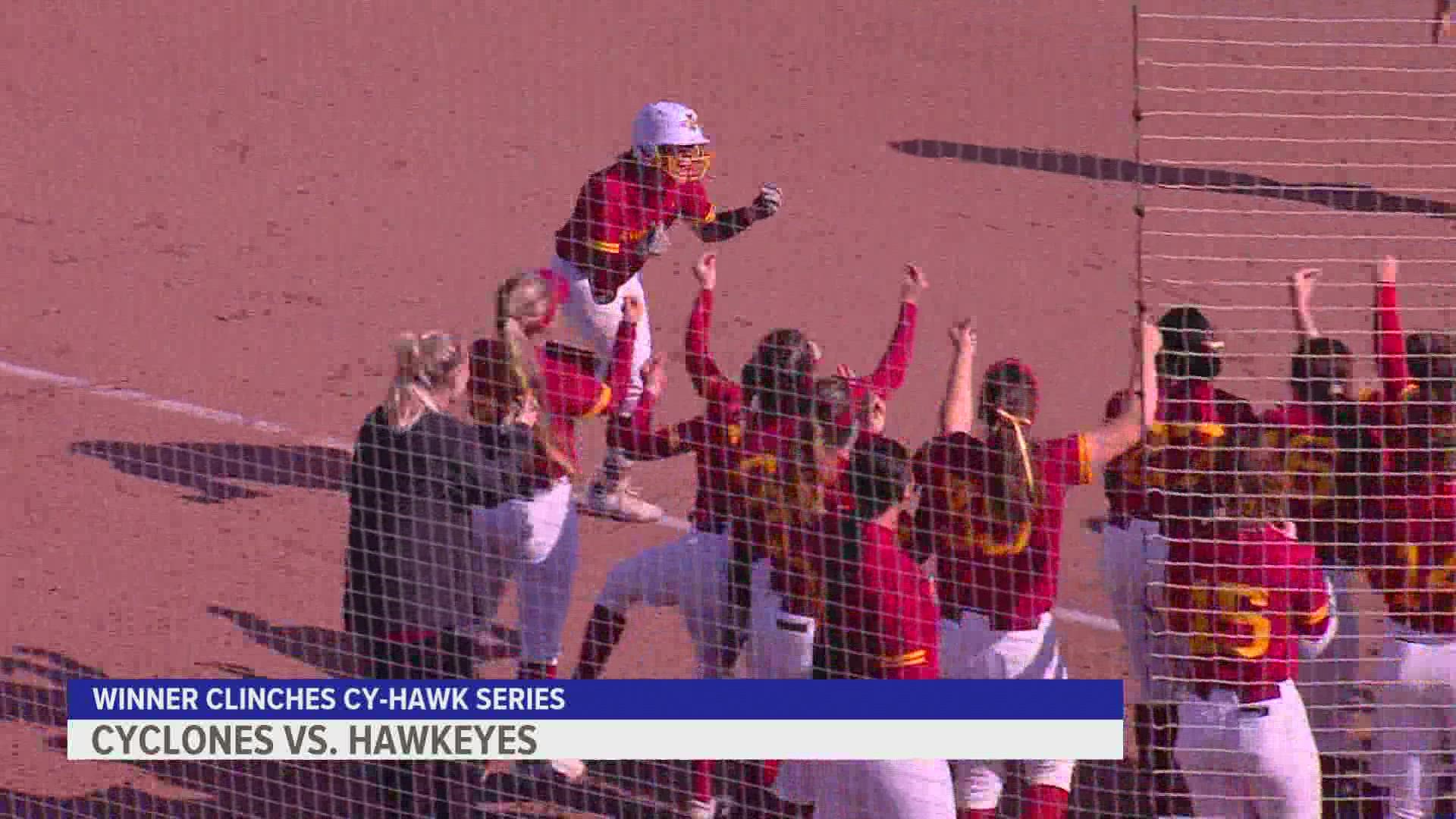 It all came down to the softball game between the Cyclones and Hawkeyes. Winner clinches their Cy-Hawk Series for their school.
