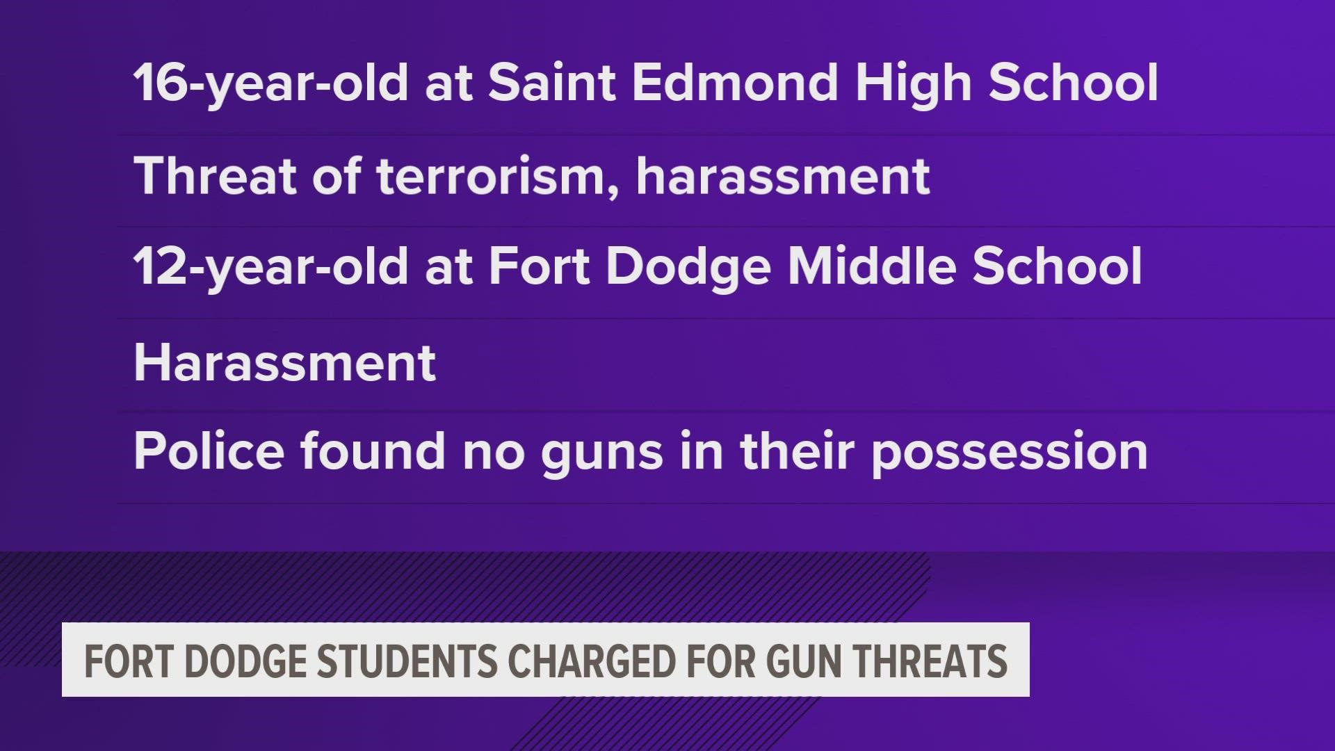 Police investigated and found that neither student actually had a gun in their possession. As far as we know, these incidents are not related.