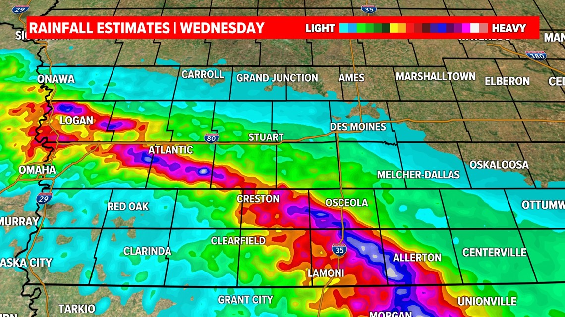 4″ of rain fell in parts of Iowa Tuesday