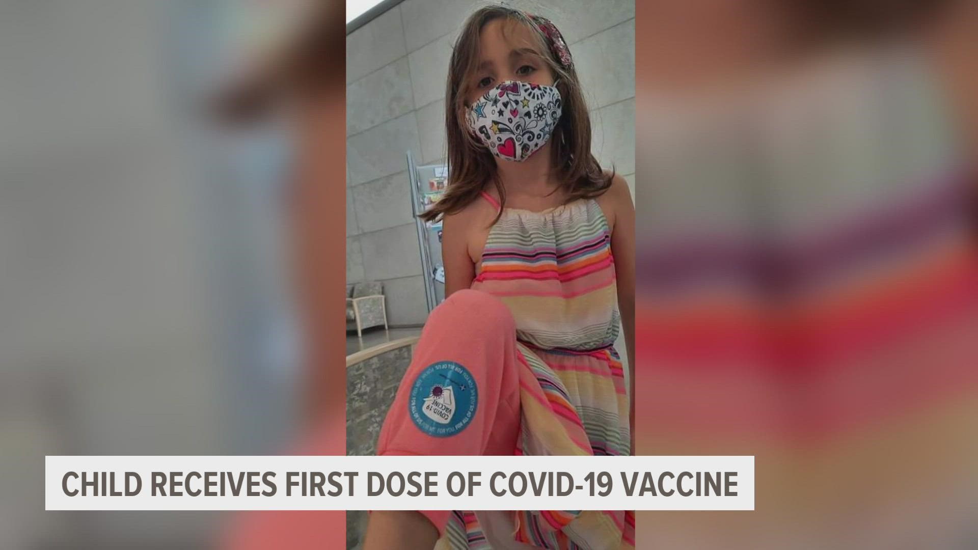 A little girl in the metro received her first dose of the Pfizer vaccine Monday. Her mother said once she is fully inoculated she'll go back to school in person.