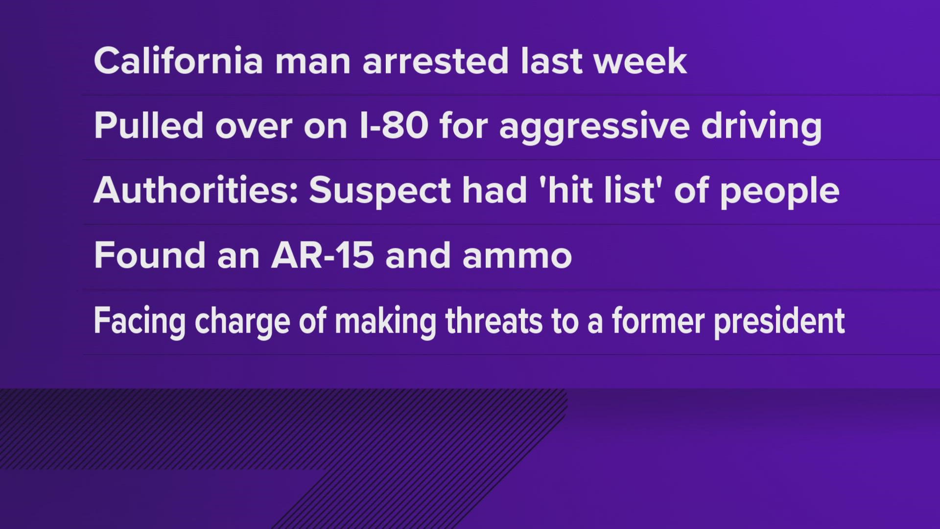 The man was arrested after being pulled over for aggressive driving.