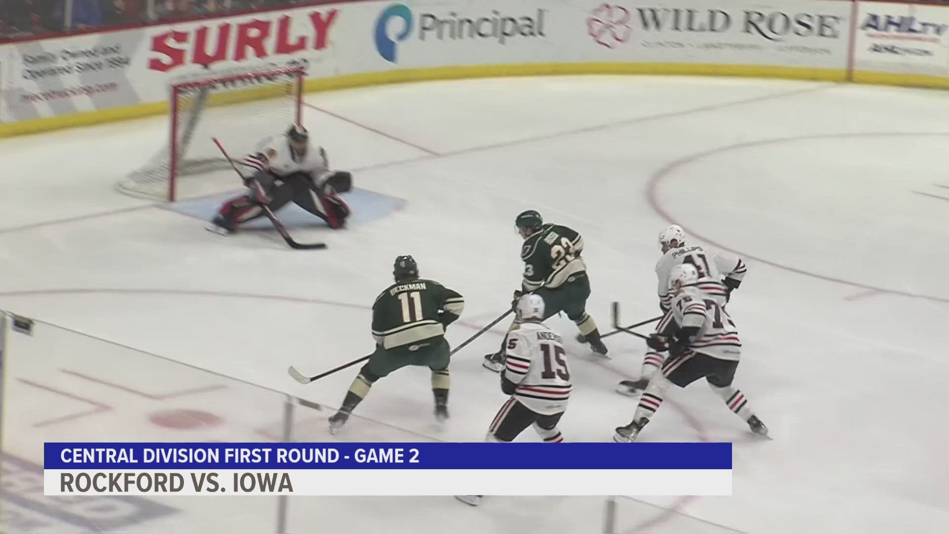 The Iowa Wild were looking to even the series as they took on the Rockford IceHogs in game two of the central division.