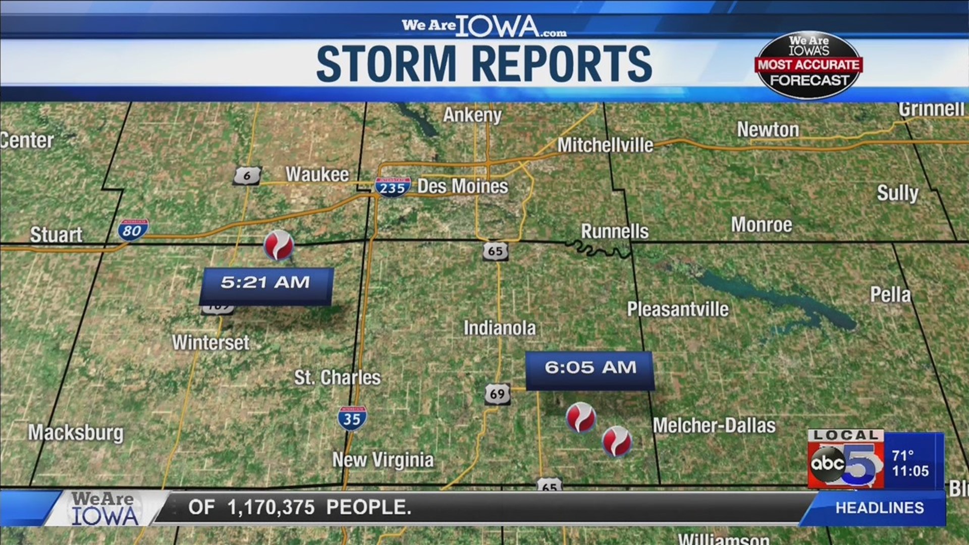 National Weather Service says EF3 tornado hit Lacona on Tuesday