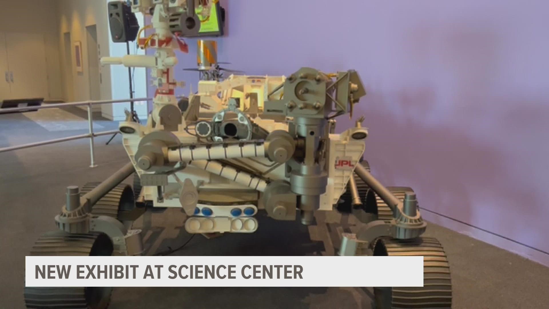 The Science Center is temporarily home to a replica of the Perseverance Rover and Ingenuity Mars helicopter.