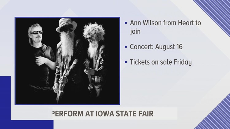 ZZ Top to play at Iowa State Fair alongside Heart singer Ann Wilson