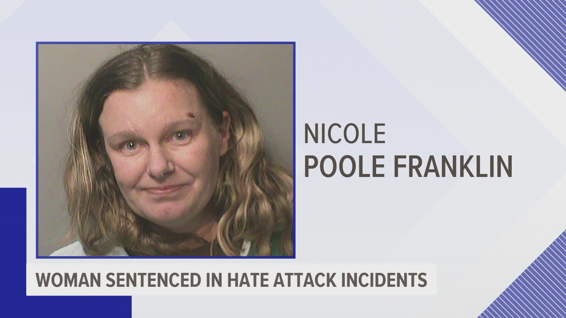 Nicole Poole Franklin had already been sentenced to up to 25 years on attempted murder charges for the Dec. 9, 2019, attacks in Des Moines.