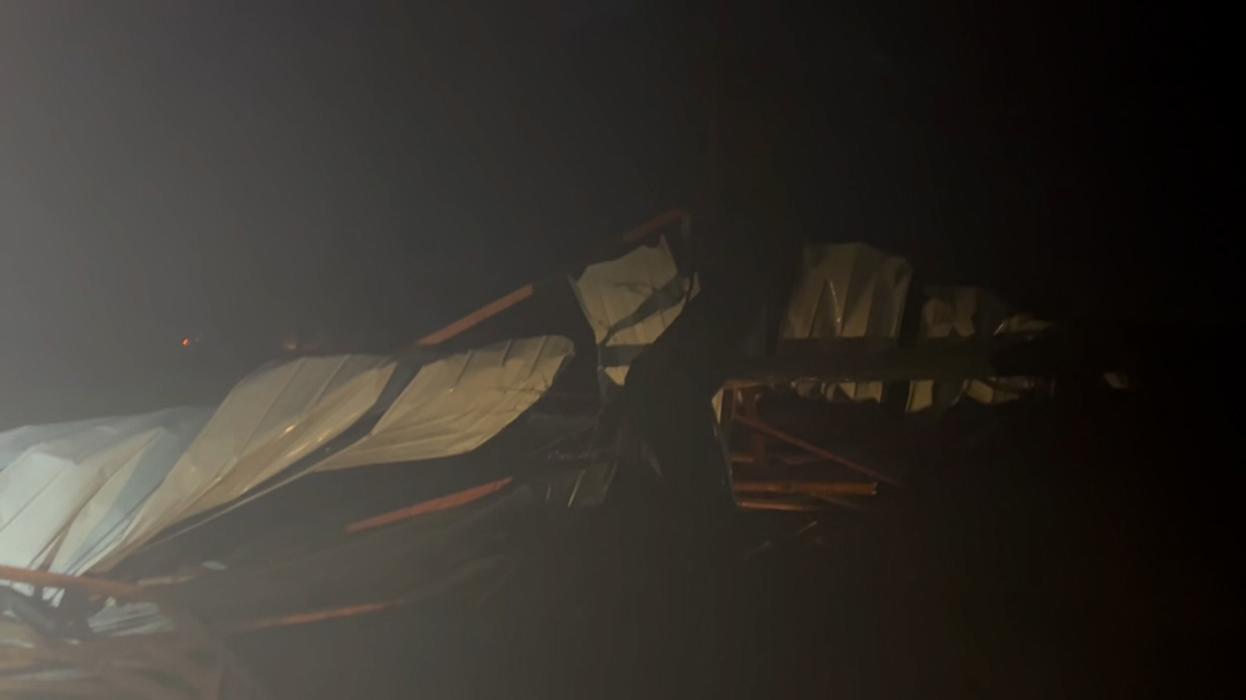 Severe weather destroys shed near Creston and Afton, Iowa on April 26