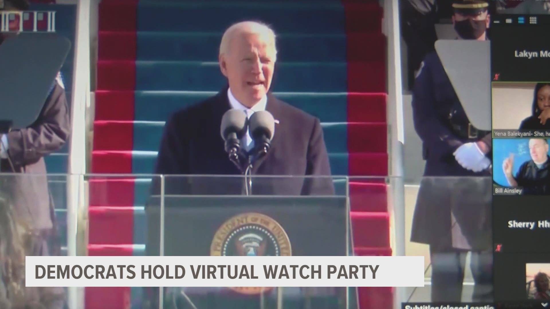 The Iowa Democratic Party offered a safe way to celebrate President Joe Biden's ascension Wednesday and shared their hopes for the next four years.