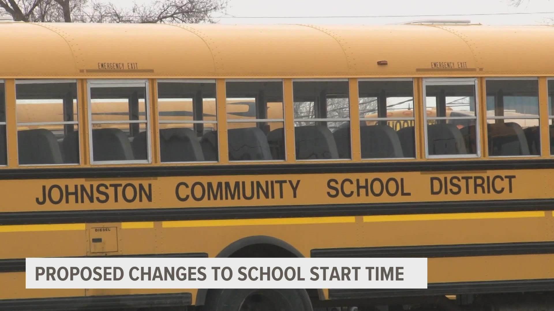 Johnston Community schools is proposing to change the times of schools, due to a shortage of bus drivers and not being able to get kids to school on time.